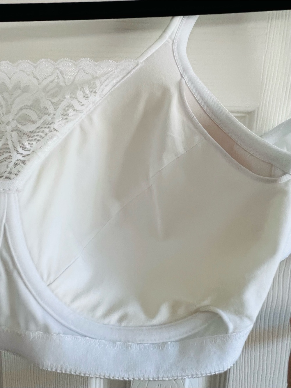 Jodee 40D White Mastectomy Bra Pocketed Wire Free Post Surgery Lace Comfort - Picture 5 of 7